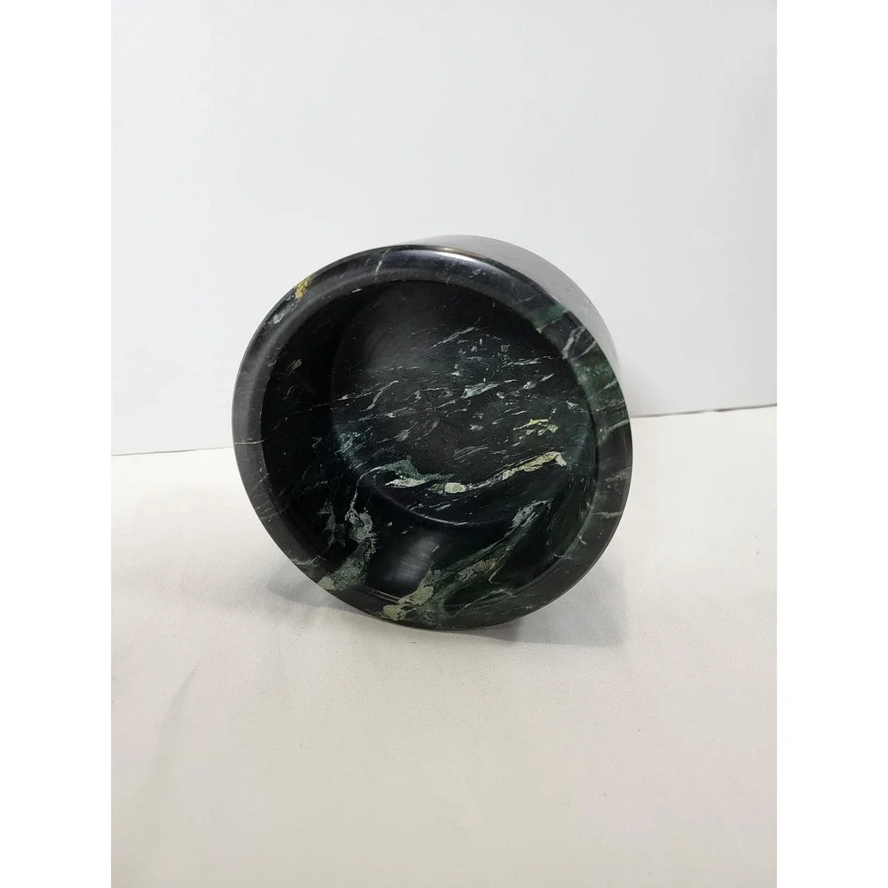 Vintage Dark Green Serpentine Marble Offering‎ Bowl, Money Bowl, Abundance Bowl.